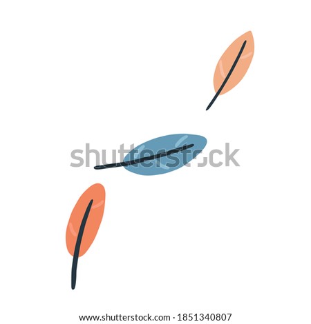 Vector illustration: feathers in hand draw hygge style.