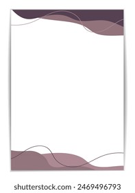 Ilustración vectorial cuenta con una Plantilla de papel A4 con Formas de fluido abstracto, púrpura suave y granate en las esquinas. Es ideal para diseñar Facturas o artículos de papelería elegantes y de aspecto profesional