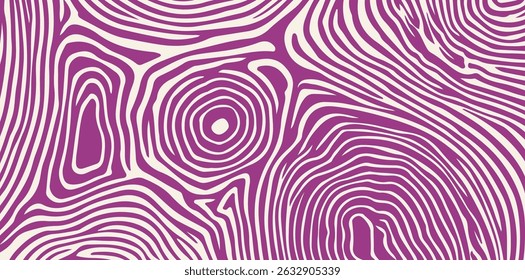 Vector illustration features abstract, wavy contour lines in violet shades. Created in a modern psychedelic style, it's perfect for bold, energetic, and eye-catching pattern designs.