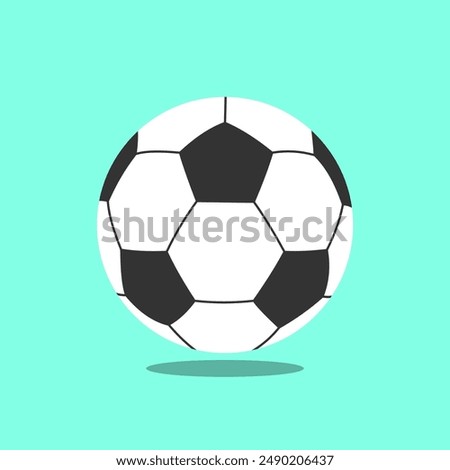 vector illustration features a black and white soccer ball against a serene pastel teal background