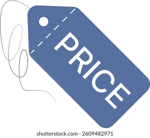 Vector illustration features a modern and minimalist price tag, ideal for retail and promotional use. The tag is designed with a distinctive slanted rectangular shape .