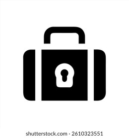 A vector illustration features a sleek briefcase with a prominent lock symbol in the center. The design emphasizes security and protection, ideal for discussions on safety or business.