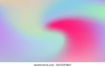 Vector illustration features a soft, abstract gradient background in dreamy style, blending pastel pink, green, purple, and blue colors in smooth, flowing shapes with no sharp edges.