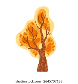 vector illustration features a stunning autumn tree with vibrant orange, red, and yellow leaves. Its intricate details capture the essence of fall, making it ideal for seasonal designs and decorations