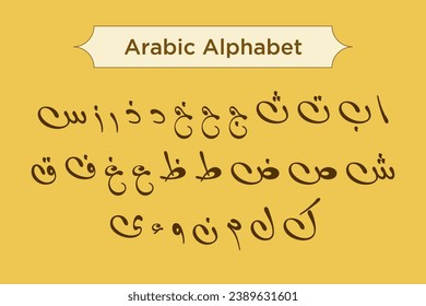 Vector illustration featuring the Arabic alphabet, perfect for use in children's learning books