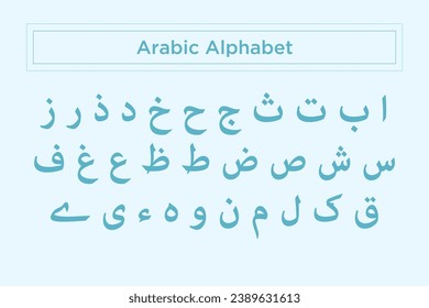 Vector illustration featuring the Arabic alphabet, perfect for use in children's learning books