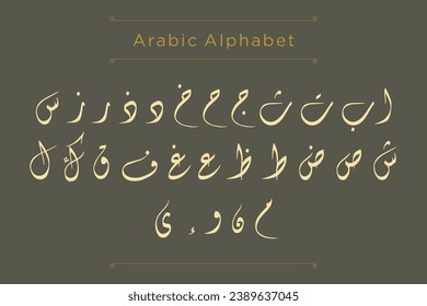 Vector illustration featuring the Arabic alphabet, perfect for use in children's learning books