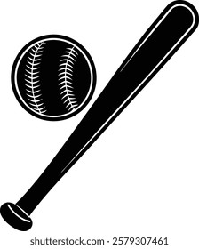 Vector Illustration Featuring Baseball Bat and Ball