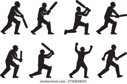 Vector illustration featuring black silhouettes of business people and dancers in a dynamic evolution of movement, capturing figures in sport, dance, and jumping poses
