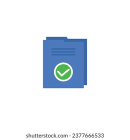 "Vector illustration featuring a blue file and a green circle with a checkmark, ideal for representing successful data verification."