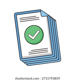 Ilustração vetorial com uma área de transferência com uma lista de verificação marcada como aprovada. Esse conceito representa a conclusão da tarefa, a aprovação do gerenciamento de projetos, a produtividade e o fluxo de trabalho organizado em um ambiente corporativo. Adequado para aplicativos de produtividade e materiais de gerenciamento de escritório. Isolado no fundo branco.