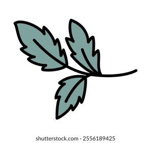 A vector illustration featuring a cluster of green leaves with clean lines and a natural look. Isolated on a white background. Perfect for eco and botanical-themed designs.