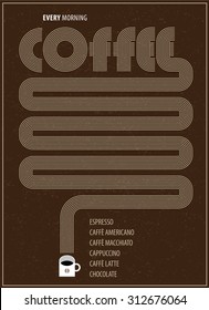 Vector illustration featuring coffee poster with cup of coffee