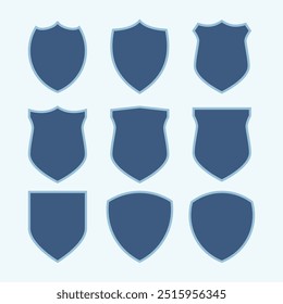 Vector illustration featuring a collection of shield silhouettes, ideal for protective, heraldic, and medieval-themed designs and projects.