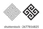 Vector illustration featuring Egyptian, Assyrian, and Greek motifs with Greek key and Arabic geometric Islamic art