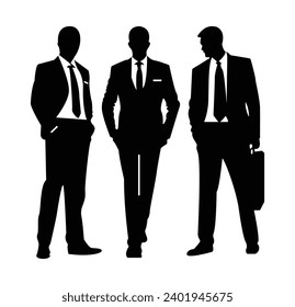 a vector illustration featuring a group of prominent businessmen standing together, isolated against a pure white background-a powerful, unified depiction that blends perfectly with the iconic essence