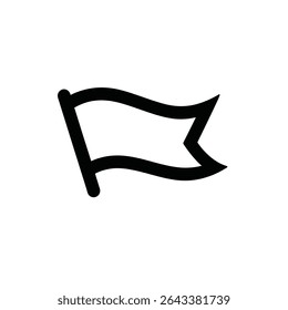 Vector illustration featuring a minimalist design of a flag, showcasing a blank banner with a distinctive wavy shape against a clean, white background.
