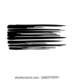 vector illustration featuring multiple horizontal black brush strokes, creating a textured, layered effect. Ideal for adding an intense, grunge, or artistic background element to creative designs