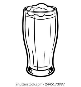 Vector illustration featuring an outline icon of a bubbly frothy beer.