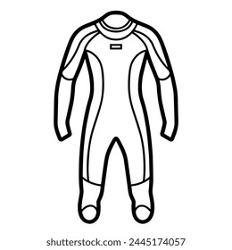 Vector illustration featuring an outline icon of a durable diving wetsuit.