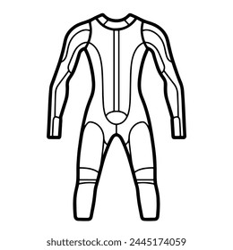 Vector illustration featuring an outline icon of a durable diving wetsuit.