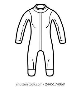 Vector illustration featuring an outline icon of a durable diving wetsuit.