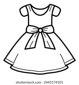 Vector illustration featuring an outline icon of a cute children's dress.