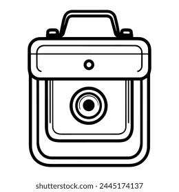 Vektorillustration mit Umrisssymbol einer praktischen Kameratasche.