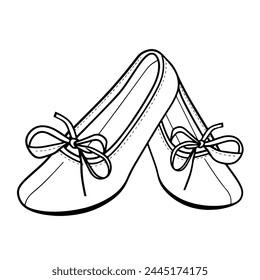 Vector illustration featuring an outline icon of elegant ballet footwear.