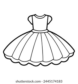 Vector illustration featuring an outline icon of elegant ballerina clothing.