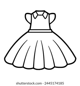 Vector illustration featuring an outline icon of elegant ballerina clothing.