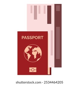 Ilustração vetorial com passaporte e cartão de embarque, simbolizando a emoção e a antecipação das viagens internacionais