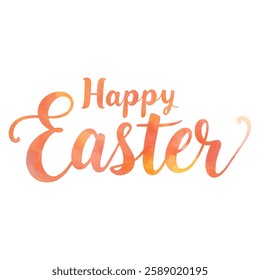 A vector illustration featuring the phrase "Happy Easter" hand-lettered in a playful, watercolor style. 