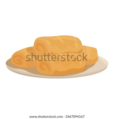 Vector illustration featuring a plate of goldenbrown bread rolls, ideal for bakery themes