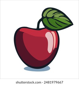 Vector illustration featuring a red apple on a solid background. Perfect for healthy eating promotions, educational materials, and minimalist design project.