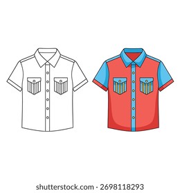 Vector illustration featuring a short-sleeve collared shirt