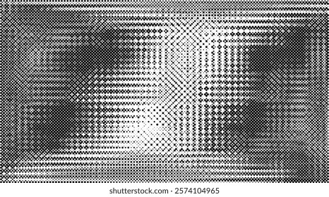 Vector illustration featuring a striking diagonal halftone dotted grid pattern in black and white contrast, perfect for enhancing flyers, brochures, banners, and backdrops.