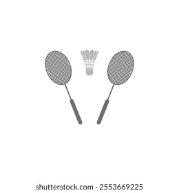 Vector illustration featuring two badminton rackets and a shuttlecock. Perfect for badminton enthusiast designs.