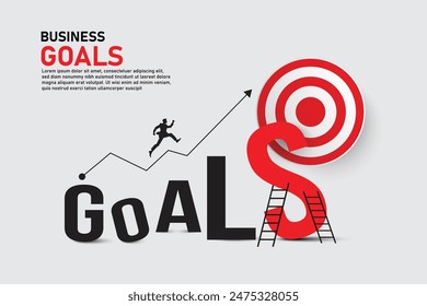 vector illustration featuring the word 'goals and growth' with chess pieces and a target in the background, symbolizing strategic planning and achieving objectives