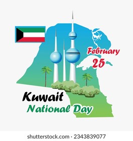 Vector illustration February 25 Kuwait National Day banner