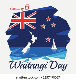 Vector illustration February 6 Waitangi Day poster