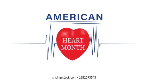 Vector illustration of February is American Heart Month. Template for background, banner