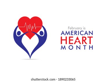 Vector Illustration Of February Is American Heart Month Concept Design