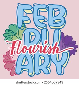 Vector illustration of February with Flourish word.