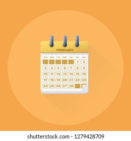 Vector illustration. February month for 2019 Calendar