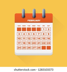 Vector illustration. February month for 2019 Calendar