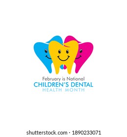 vector illustration of februray is national children dental health month