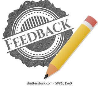 Ilustración vectorial del emblema Feedback dibujado en lápiz
