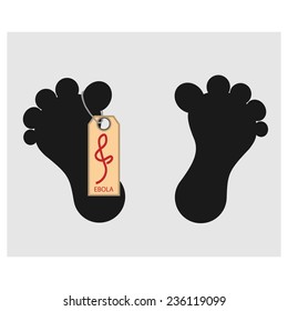 vector illustration - Feet dead man's with a symbol Ebola virus