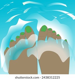 Vector illustration of feet in water